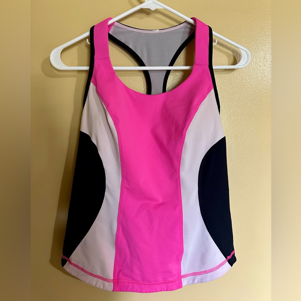 Lululemon Authentic Size 8 - Pink and Black Colorblock Tank Top